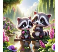 Jigsaw Puzzles For Adults 1000 piece,Jungle Raccoon Animal jigsaw puzzle 65x65 cm Educational Challenging puzzles,DIY Puzzles for Home Decoration Family Perfect Game