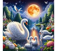 Jigsaw Puzzles For Adults 1000 piece,Moon Lake Swans jigsaw puzzle 65x65 cm Educational Challenging puzzles,DIY Puzzles for Home Decoration Family Perfect Game