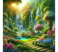 Jigsaw Puzzles For Adults 1000 piece,Spring Waterfalls Scenery jigsaw puzzle 65x65 cm Educational Challenging puzzles,DIY Puzzles for Home Decoration Family Perfect Game