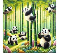 Jigsaw Puzzles For Adults 120 piece,Bamboo Woods Pandas jigsaw puzzle 20x20 cm Educational Challenging puzzles,DIY Puzzles for Home Decoration Family Perfect Game
