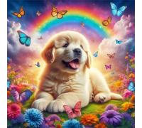Jigsaw Puzzles For Adults 120 piece,Rainbow Dog Flower jigsaw puzzle 20x20 cm Educational Challenging puzzles,DIY Puzzles for Home Decoration Family Perfect Game