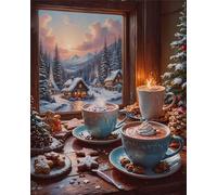 Jigsaw Puzzles for Adults 120 Pieces Cozy Winter Coffee, 25x20cm 120 pieces puzzles for adults, Educational Game Challenge Toy, Impossible Puzzle for Family Activity