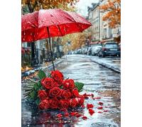 Jigsaw Puzzles for Adults 120 Pieces,Rainy Day Umbrella Roses jigsaw puzzle 25x20 cm Challenging DIY Puzzle for Home Decoration,Family puzzles for Game