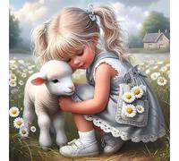 Jigsaw Puzzles For Adults 150 Piece,65x65 cm puzzle for adults Educational Game Challenge Toy 150 Pieces puzzles for Adult Home Decoration Puzzle (Girl Lamb Farm Scenery)