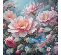 Jigsaw Puzzles For Adults 150 Piece,65x65 cm puzzle for adults Educational Game Challenge Toy 150 Pieces puzzles for Adult Home Decoration Puzzle (Peony Butterflies Flowers)