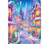 Jigsaw Puzzles for Adults 1500 Pieces Colorful Christmas House, 87x57cm 1500 pieces puzzles for adults, Educational Game Challenge Toy, Impossible Puzzle for Family Activity