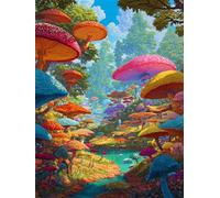 Jigsaw Puzzles for Adults 1500 Pieces Colorful Mushroom Stream, 87x57cm 1500 pieces puzzles for adults, Educational Game Challenge Toy, Impossible Puzzle for Family Activity