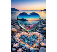 Jigsaw Puzzles for Adults 200 pieces,35x25 cm puzzle for adults Educational Game Challenge 200 Pieces puzzles for Adult Home Decoration Puzzle Pietre a forma di cuore sulla spiaggia