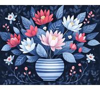 Jigsaw Puzzles for Adults 30 Pieces Blue Flower Pot, 25x20cm 30 pieces puzzles for adults, Educational Game Challenge Toy, Impossible Puzzle for Family Activity