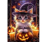 Jigsaw Puzzles for Adults 30 Pieces Halloween Cat, 25x20cm 30 pieces puzzles for adults, Educational Game Challenge Toy, Impossible Puzzle for Family Activity