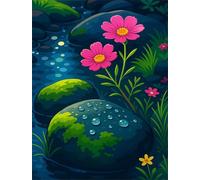 Jigsaw Puzzles for Adults 30 Pieces,Lakeside Stone Flowers jigsaw puzzle 25x20 cm Challenging DIY Puzzle for Home Decoration,Family puzzles for Game