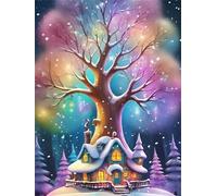 Jigsaw Puzzles for Adults 30 Pieces Tree Colorful House, 25x20cm 30 pieces puzzles for adults, Educational Game Challenge Toy, Impossible Puzzle for Family Activity