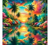 Jigsaw Puzzles For Adults 300 piece,Tropical Paradise Sunset jigsaw puzzle 35x35 cm Educational Challenging puzzles,DIY Puzzles for Home Decoration Family Perfect Game