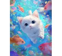Jigsaw Puzzles for Adults 300 Pieces Koi Cat Sea, 40x28cm 300 pieces puzzles for adults, Educational Game Challenge Toy, Impossible Puzzle for Family Activity