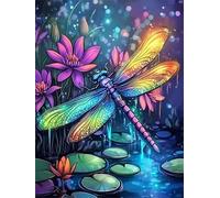 Jigsaw Puzzles for Adults 300 Pieces Night Colorful Dragonfly, 40x28cm 300 pieces puzzles for adults, Educational Game Challenge Toy, Impossible Puzzle for Family Activity