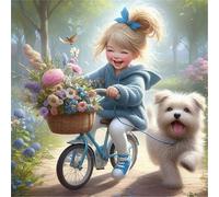 Jigsaw Puzzles For Adults 35 Piece,12x12 cm puzzle for adults Educational Game Challenge Toy 35 Pieces puzzles for Adult Home Decoration Puzzle (Happy Little Girl Animal)