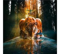 Jigsaw Puzzles For Adults 35 Piece,12x12 cm puzzle for adults Educational Game Challenge Toy 35 Pieces puzzles for Adult Home Decoration Puzzle (Woods Tiger Shadow)