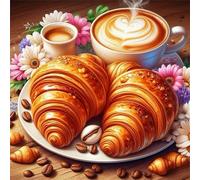 Jigsaw Puzzles For Adults 35 piece,Croissant Coffee jigsaw puzzle 12x12 cm Educational Challenging puzzles,DIY Puzzles for Home Decoration Family Perfect Game
