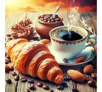 Jigsaw Puzzles For Adults 35 piece,Croissant Coffee jigsaw puzzle 12x12 cm Educational Challenging puzzles,DIY Puzzles for Home Decoration Family Perfect Game