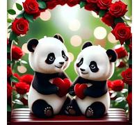 Jigsaw Puzzles For Adults 35 piece,Rose Flower Pandas jigsaw puzzle 12x12 cm Educational Challenging puzzles,DIY Puzzles for Home Decoration Family Perfect Game