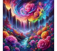 Jigsaw Puzzles For Adults 35 piece,Space Waterfall Roses jigsaw puzzle 12x12 cm Educational Challenging puzzles,DIY Puzzles for Home Decoration Family Perfect Game