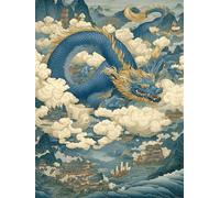 Jigsaw Puzzles for Adults 60 Pieces Blue Dragon Cloud, 40x28cm 60 pieces puzzles for adults, Educational Game Challenge Toy, Impossible Puzzle for Family Activity