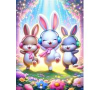 Jigsaw Puzzles for Adults 60 Pieces Rabbit Party, 40x28cm 60 pieces puzzles for adults, Educational Game Challenge Toy, Impossible Puzzle for Family Activity