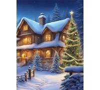Jigsaw Puzzles for Adults 60 Pieces Winter Christmas Cottage, 40x28cm 60 pieces puzzles for adults, Educational Game Challenge Toy, Impossible Puzzle for Family Activity
