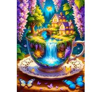 Jigsaw Puzzles for Adults 700 Pieces Teacup Landscape, 52x38cm 700 pieces puzzles for adults, Educational Game Challenge Toy, Impossible Puzzle for Family Activity