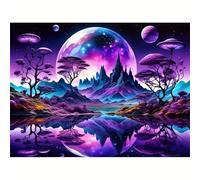 Jigsaw Puzzles for Adults 90 pieces,25x20 cm puzzle for adults Educational Game Challenge 90 Pieces puzzles for Adult Home Decoration Puzzle Alberi con riflessi viola