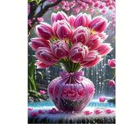 Jigsaw Puzzles for Adults 90 pieces,25x20 cm puzzle for adults Educational Game Challenge 90 Pieces puzzles for Adult Home Decoration Puzzle Bouquet di tulipani rosa