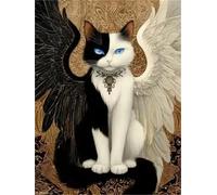 Jigsaw Puzzles for Adults 90 pieces,25x20 cm puzzle for adults Educational Game Challenge 90 Pieces puzzles for Adult Home Decoration Puzzle Gatto angelo bianco e nero