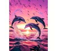 Jigsaw Puzzles for Adults 90 pieces,25x20 cm puzzle for adults Educational Game Challenge 90 Pieces puzzles for Adult Home Decoration Puzzle Delfini rosa al tramonto