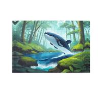 Jigsaw Puzzles1000 Pezzi BROLEO Balena Nuoto nella Foresta Stampa Educativo Intellettuale Puzzle in legno, Divertenti Puzzle, Stress Alleviare Puzzle