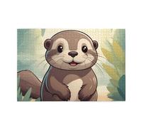 Jigsaw Puzzles1000 Pezzi BROLEO Cartoon Carino Lontra Stampa Educativo Intellettuale Puzzle in legno, Divertenti Puzzle, Stress Alleviare Puzzle