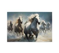 Jigsaw Puzzles1000 pezzi BROLEO Horses Running Wild in The River Stampa Educativo Intellettuale Puzzle in legno, Divertenti Puzzle, Stress Alleviare Puzzle