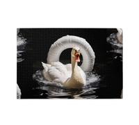 Jigsaw Puzzles1000 Pezzi Hytter Big White Oca nel Nuoto Anello Modello Educativo Intellettuale Puzzle in legno, Divertenti Puzzle, Gioco antistress