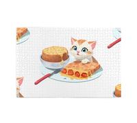Jigsaw Puzzles1000 Pezzi Hytter Il Piccolo Gatto Vedendo Il Delizioso Modello Cibo Educativo Intellettuale Puzzle in legno, Divertenti Puzzle, Gioco antistress