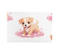 Jigsaw Puzzles1000 Pezzi Hytter Puppy in The Cherry Blossom Petali Modello Educativo Intellettuale Puzzle in legno, Divertenti Puzzle, Gioco antistress