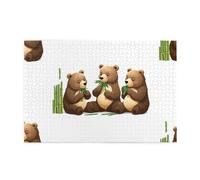 Jigsaw Puzzles1000 Pezzi Hytter Tre Orsetti Mangiare Bambù Modello Educativo Intellettuale Puzzle in legno, Divertenti Puzzle, Gioco antistress