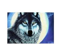 Jigsaw Puzzles1000 Pezzi Hytter Wolf Under Moon Modello Educativo Intellettuale Puzzle in legno, Divertenti Puzzle, Gioco antistress