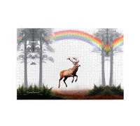 Jigsaw Puzzles1000 pezzi Jkiegoq Alce che corre sotto l'arcobaleno stampato educativo intellettuale puzzle in legno, divertente puzzle, gioco antistress