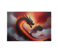 Jigsaw Puzzles1000 Pezzi Jkiegoq Drago Sul Vulcano Stampato Educativo Intellettuale Puzzle In Legno Divertenti, Gioco di Alleviare Lo Stress