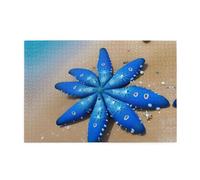 Jigsaw Puzzles1000 pezzi Jkiegoq fiore blu con stelle marine sulla spiaggia stampato puzzle educativi in legno intellettuale, puzzle divertente, gioco antistress