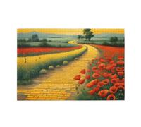 Jigsaw Puzzles1000 Pezzi Mjhkxlj Papaveri Campo Giallo Mattoni Strada Foto Puzzle in legno di qualità per adulti e bambini, puzzle divertenti, puzzle antistress