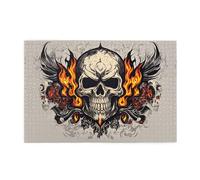 Jigsaw Puzzles1000 Pezzi Whjdpp Fire Skull Immagine Educativo Intellettuale Puzzle in legno, Divertenti Puzzle, Gioco antistress