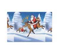 Jigsaw Puzzles1000 Pezzi Whjdpp Renna e Babbo Natale Modello Educativo Intellettuale Puzzle in legno, Divertenti Puzzle, Stress Alleviare Puzzle