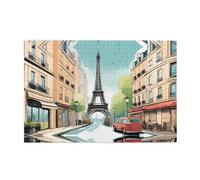 Jigsaw Puzzles1000 Pezzi Whjdpp Romantico Parigi Torre Eiffel Bycicle Immagine Educativa Intellettuale Puzzle in legno, Divertente Puzzle, Gioco antistress