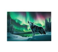 Jigsaw Puzzles1000 pezzi Whjdpp Wolves Howl in the Northern Lights Picture Educational Intellectual Puzzle in legno, Divertenti puzzle, gioco antistress