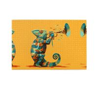 Jigsaw Puzzles1000 Pezzi Yyhwhjde Camaleonte che soffia tromba Stampe Educative Intellettuali Puzzle in legno, Divertente Puzzle, Gioco antistress